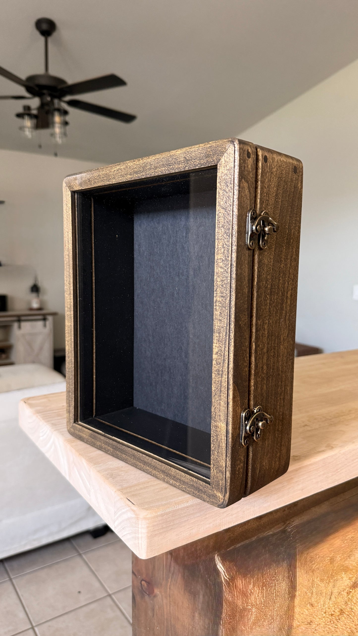 8x10x2” Rouded Shadow Box With Lid | Dark Walnut | Free Shipping