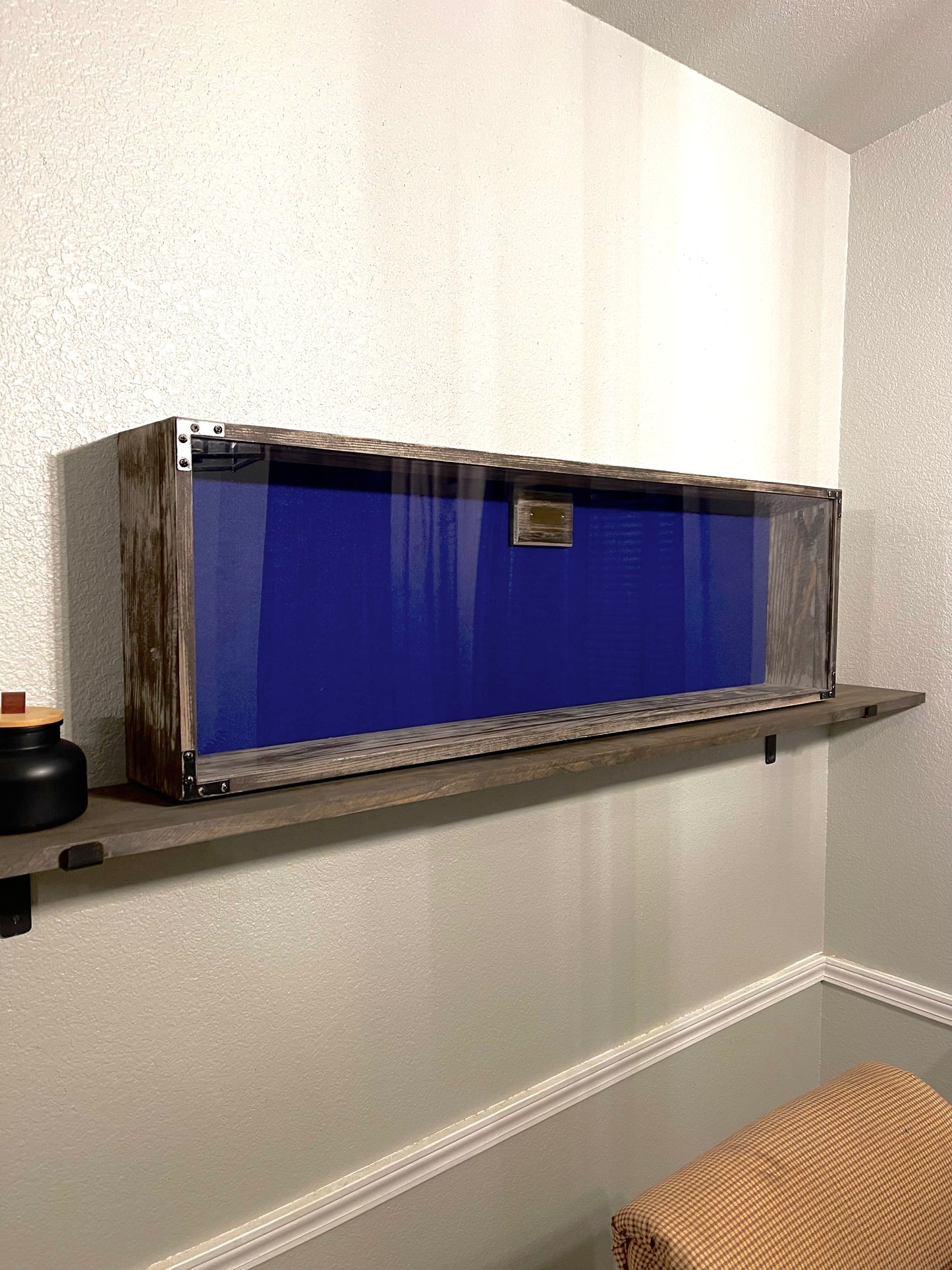 14x48x3 Shadow box with lid Aged Fabric Backing Free shipping