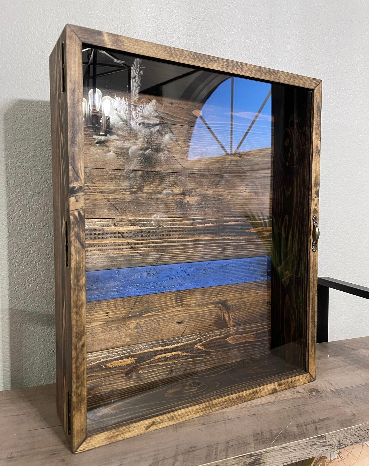 16x20x4” Shadow Box With Lid | Dark Walnut | Support The Blue