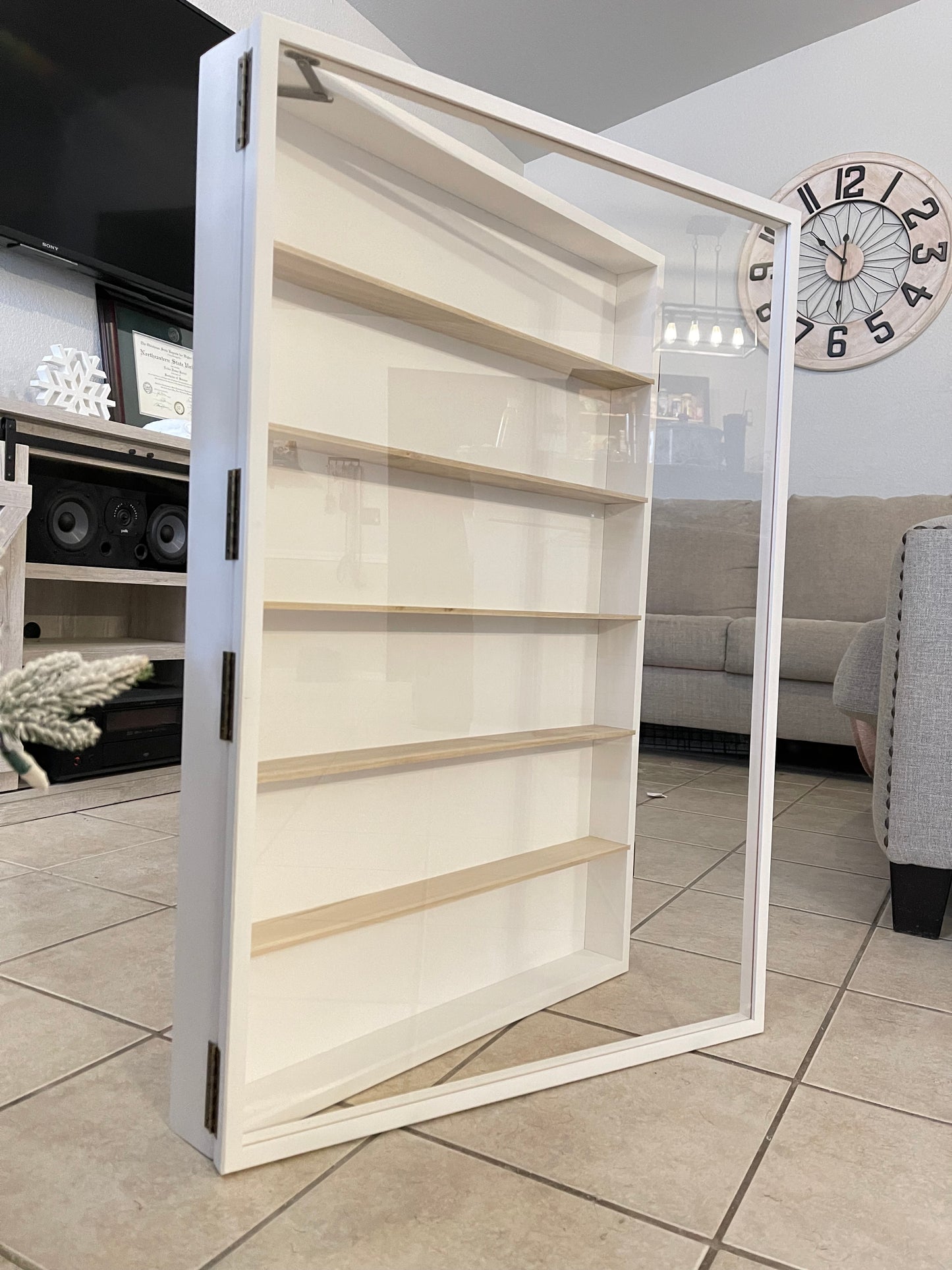 24x36x2” Shadow Box With Lid | White | 5 Shelves- Natural | Free Shipping