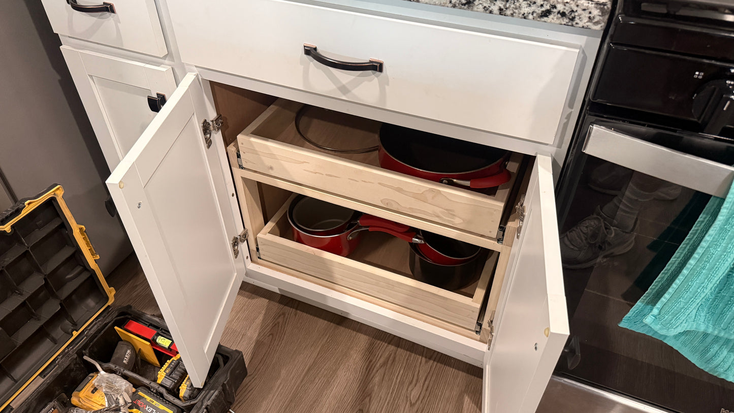 Kitchen cabinet pull-out drawers |Made custom to each cabinet | W21.5 L22 D3 | Free Shipping
