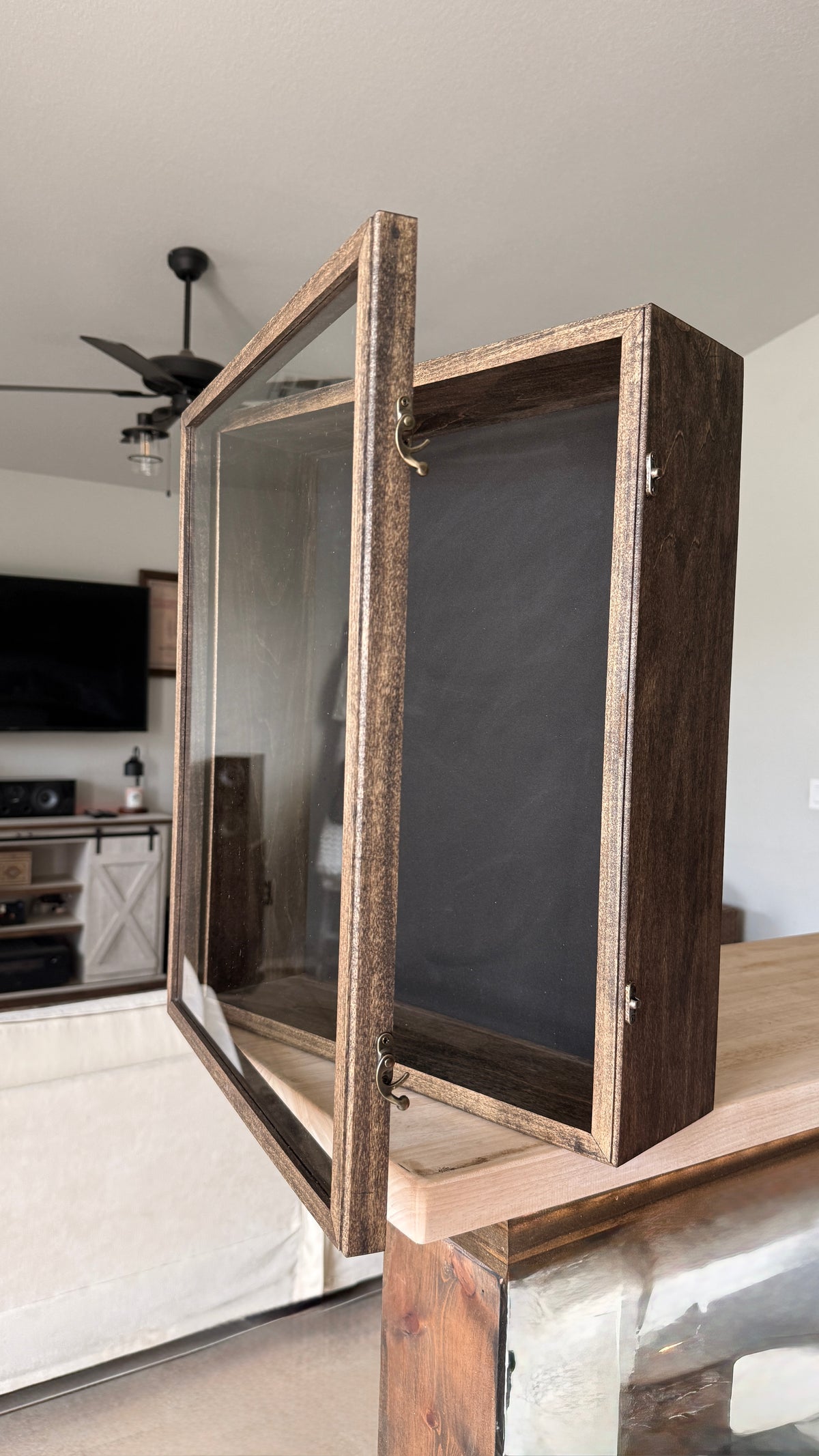 16x20x5” Shadow Box | Aged Rustic Black With Picket Backing | Free Shipping