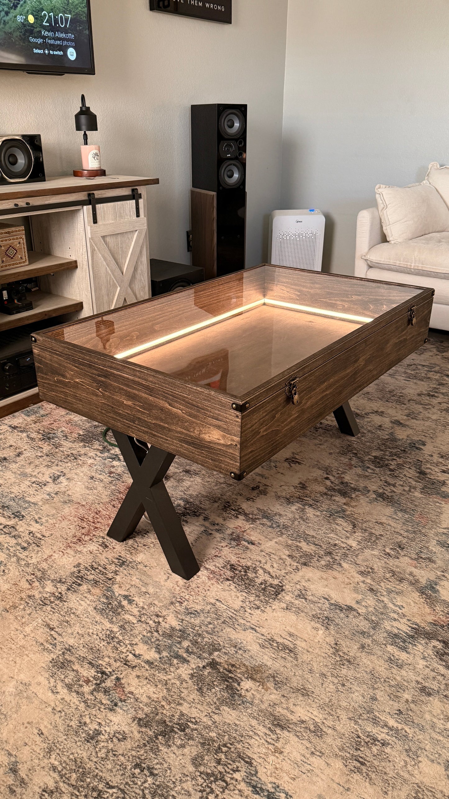 36x16x6” Shadow Box Coffee Table | Dark Walnut | Free Shipping | Custom Sizes