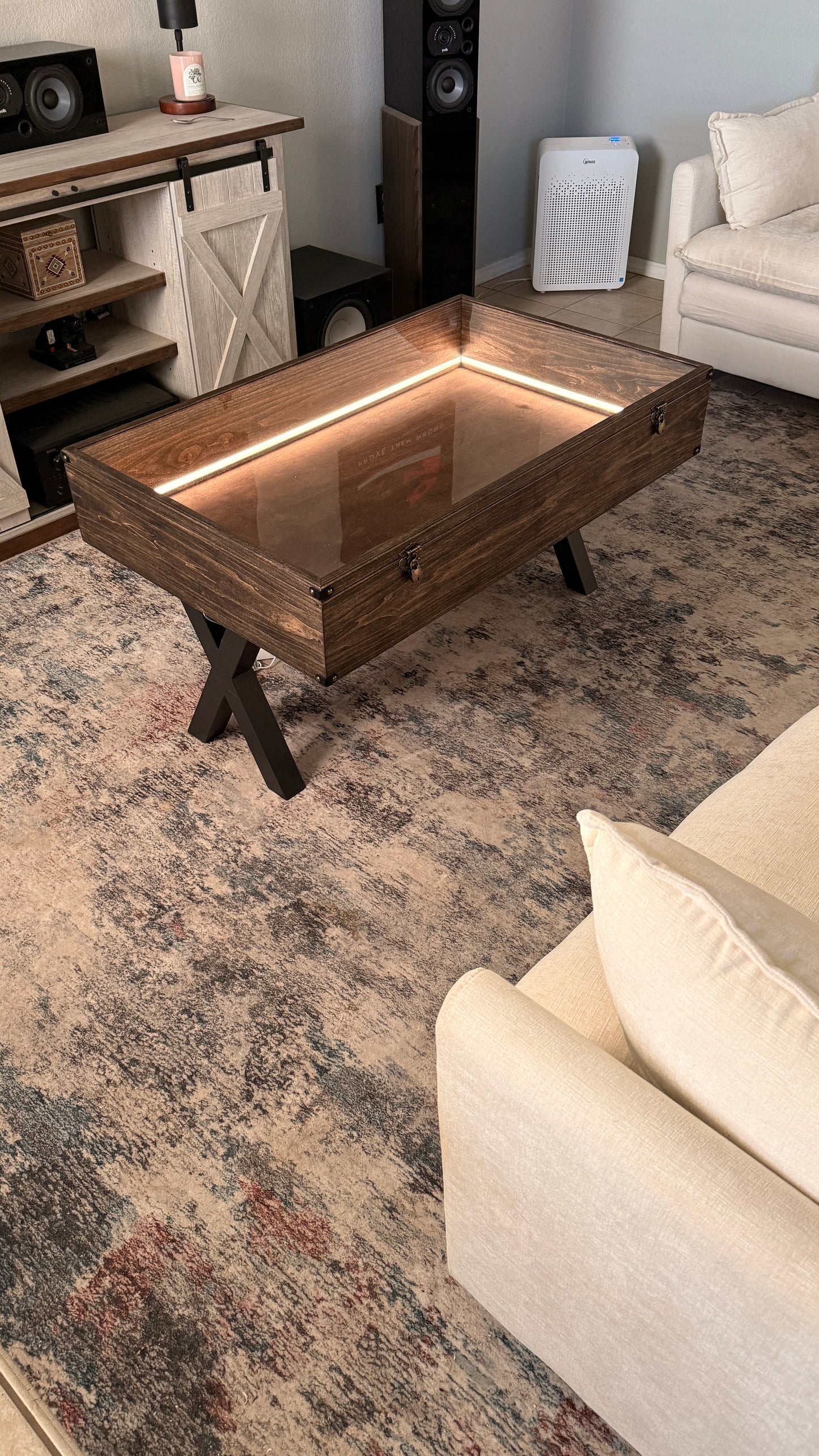 36x16x6” Shadow Box Coffee Table | Dark Walnut | Free Shipping | Custom Sizes