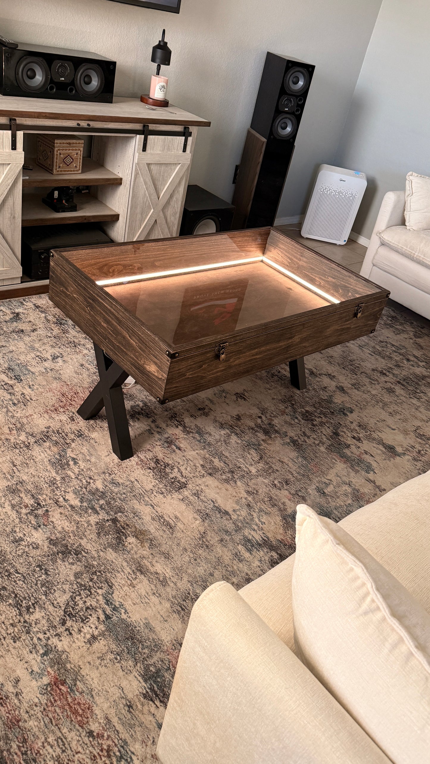 36x16x6” Shadow Box Coffee Table | Dark Walnut | Free Shipping | Custom Sizes