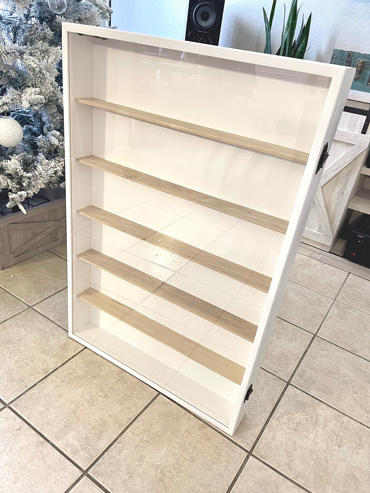 24x36x2” Shadow Box With Lid | White | 5 Shelves- Natural | Free Shipping