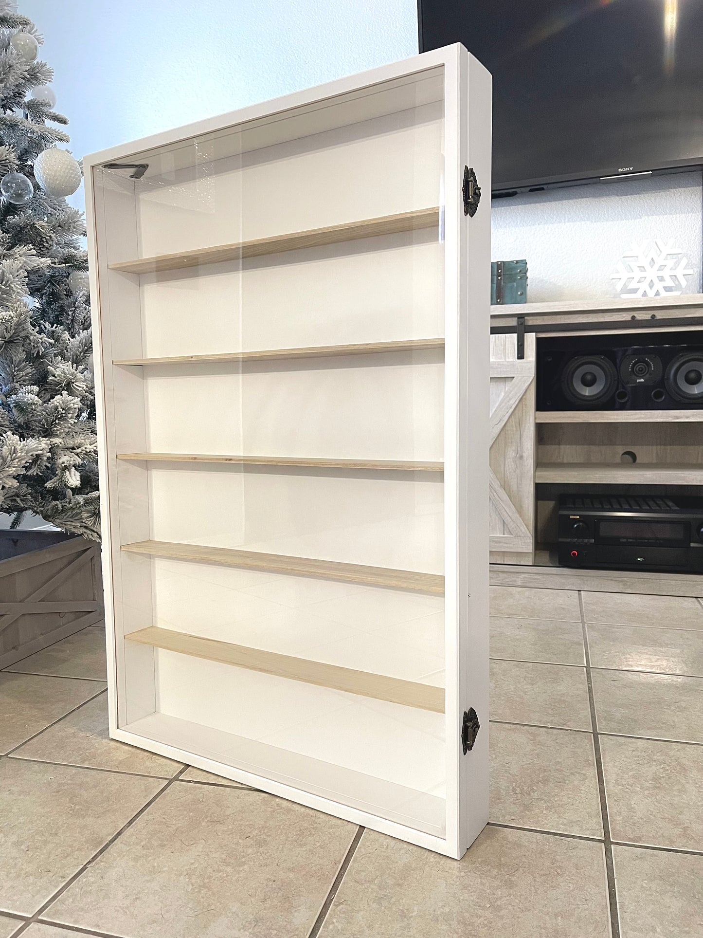 24x36x2” Shadow Box With Lid | White | 5 Shelves- Natural | Free Shipping