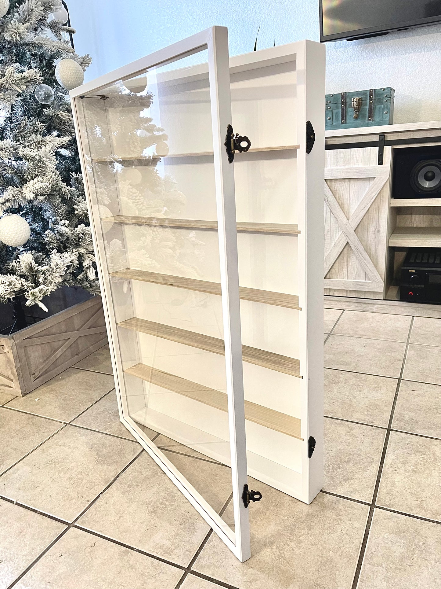 24x36x2” Shadow Box With Lid | White | 5 Shelves- Natural | Free Shipping