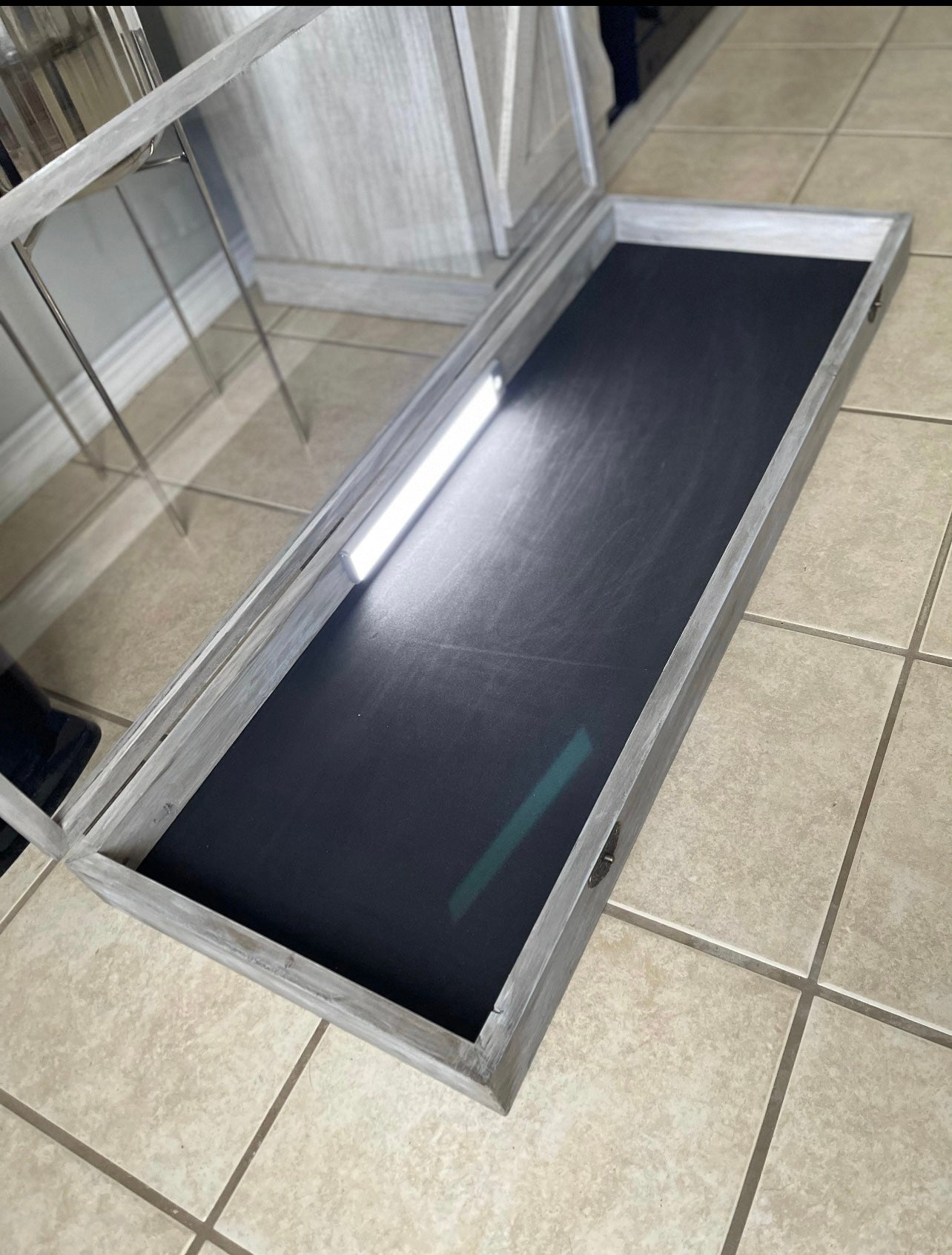 40x14x2.5” Shadow Box With Lid | Faux Aged