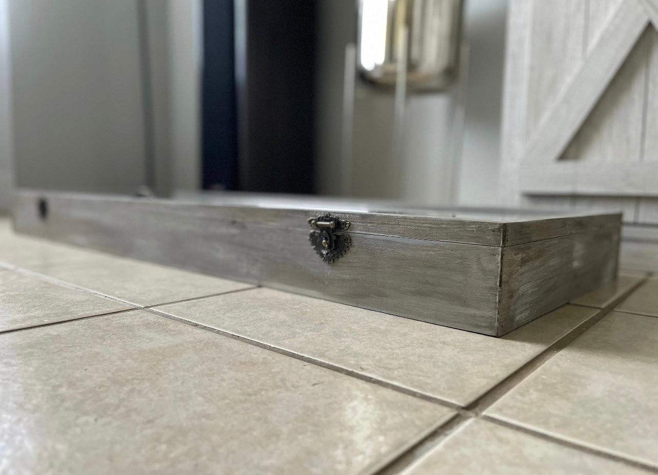 40x14x2.5” Shadow Box With Lid | Faux Aged