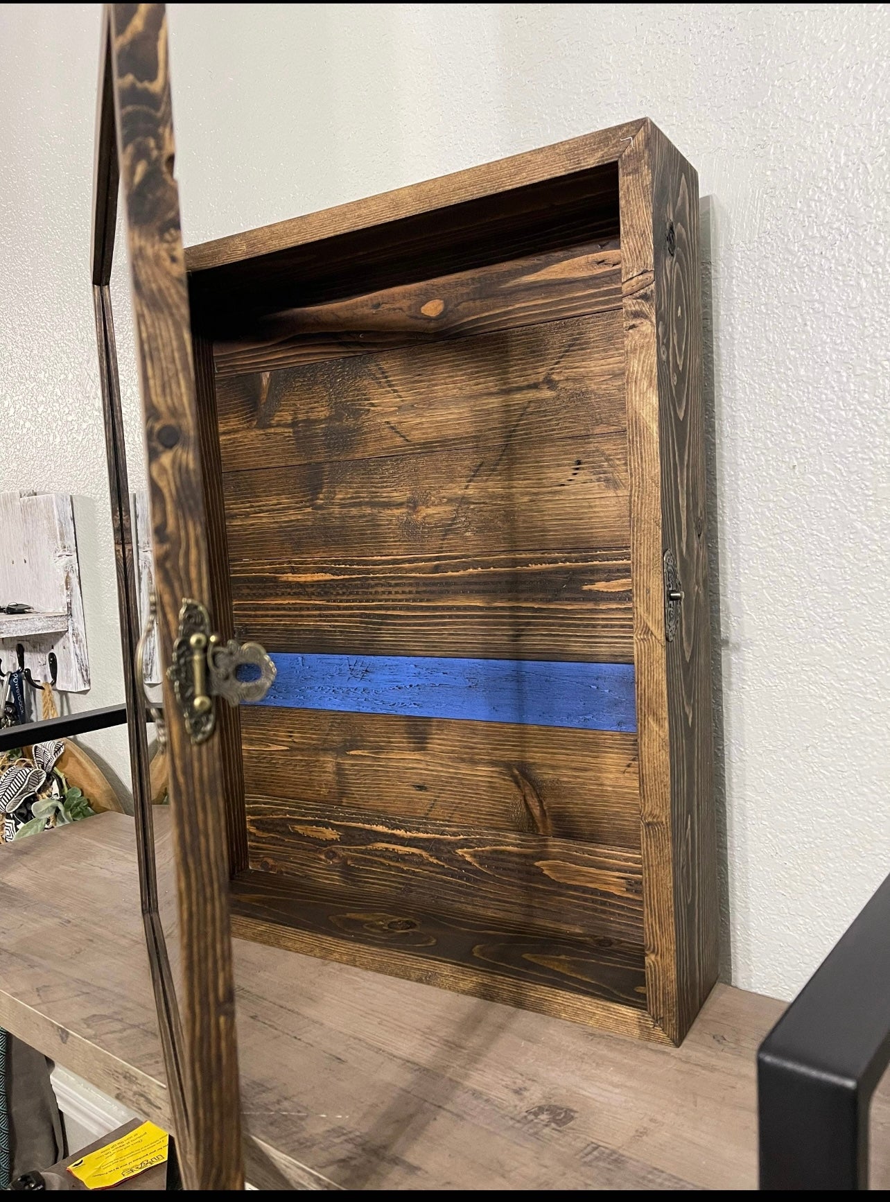 16x20x4” Shadow Box With Lid | Dark Walnut | Support The Blue