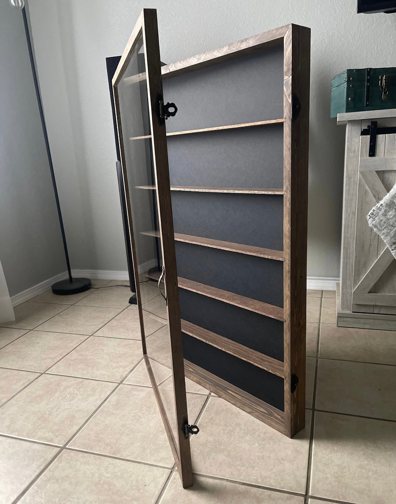 24x36x2.5” Shadow Box With Lid | 5 Shelves | Dark Walnut | Free Shipping