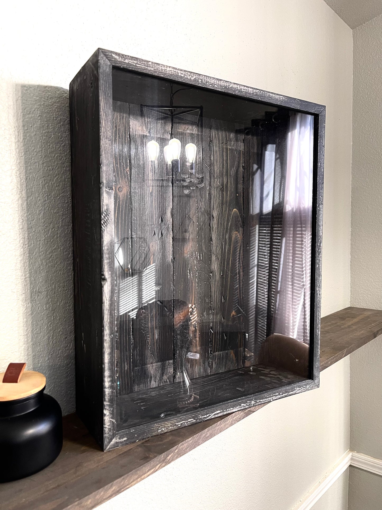 16x20x5” Shadow Box | Aged Rustic Black With Picket Backing | Free Shipping