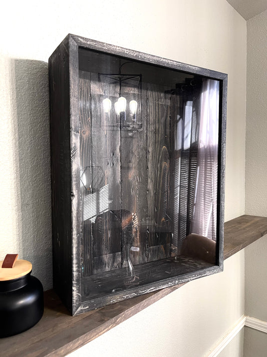 16x20x5” Shadow Box | Aged Rustic Black With Picket Backing | Free Shipping