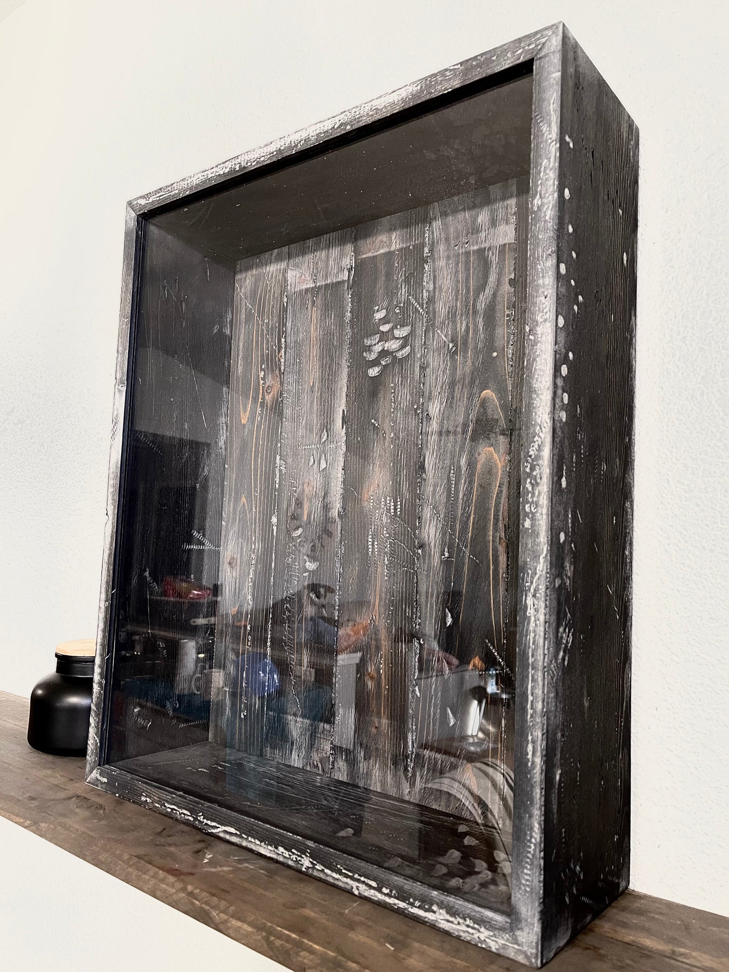 16x20x5” Shadow Box | Aged Rustic Black With Picket Backing | Free Shipping