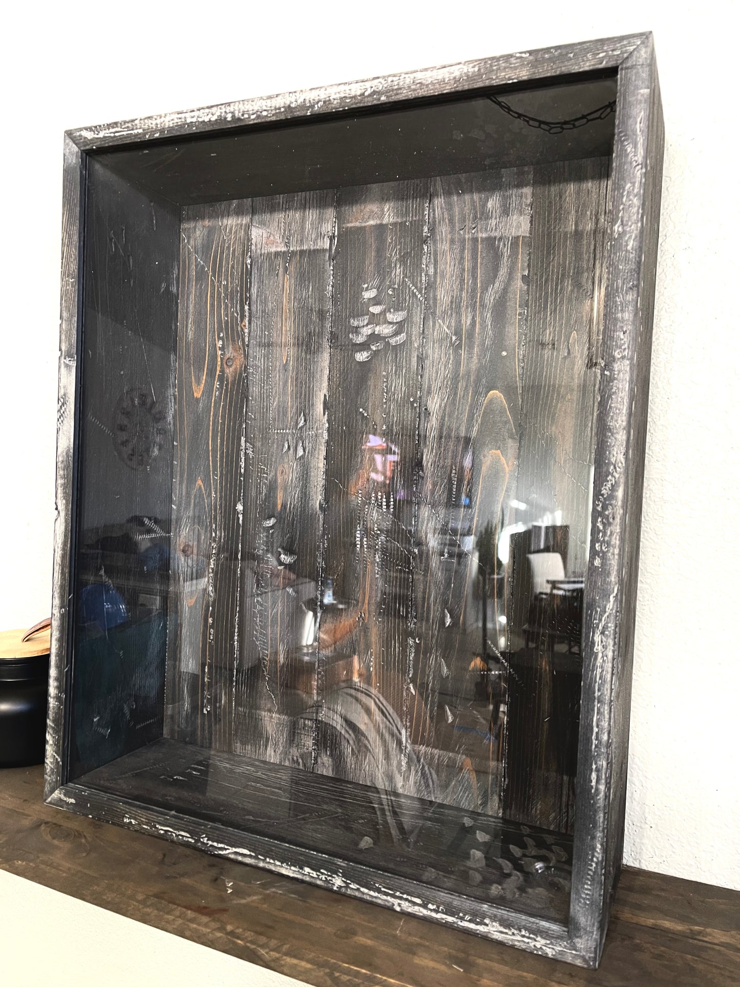 16x20x5” Shadow Box | Aged Rustic Black With Picket Backing | Free Shipping